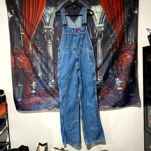 Dickies Overall Mens 30x30 Blue Cotton Denim Straight Carpenter Workwear Utility